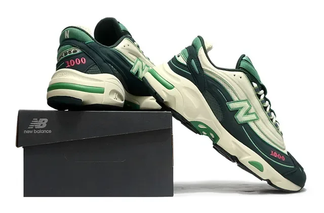 New Balance 1000 Vert Foncé Crème Chaussures Chunky 6