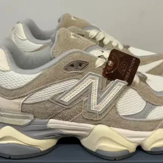 New Balance 9060 Beige Gray Cream Chunky Sneakers