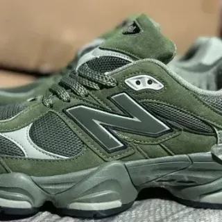 New Balance Army Green Gray Olive Suede And Mesh Sculpted Multi-Layered Midsole Chunky Sneakers