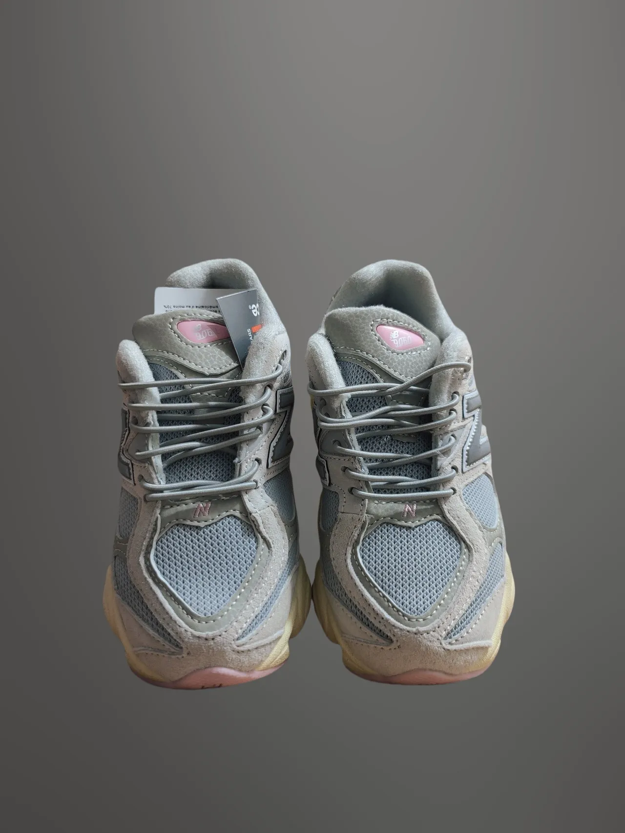 New Balance Bege Rosa Solado Esculpido Upper de Malha-Suede em Camadas Tênis Chunky 6