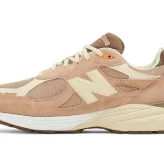 New Balance بيج سويد و شبكي كريم 'N' شعار نمط حياة أحذية رياضية