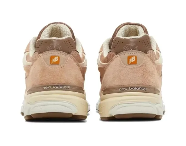 New Balance 米色麂皮和网面奶油'N'标志生活方式运动鞋 3