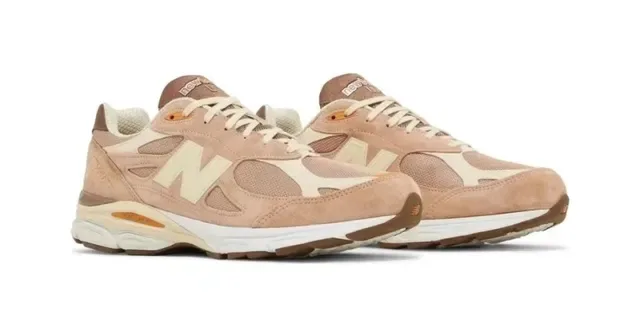 New Balance 米色麂皮和网面奶油'N'标志生活方式运动鞋 4