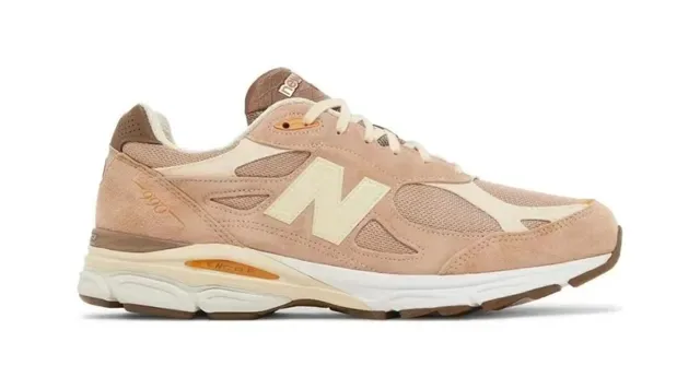 New Balance 米色麂皮和网面奶油'N'标志生活方式运动鞋 5