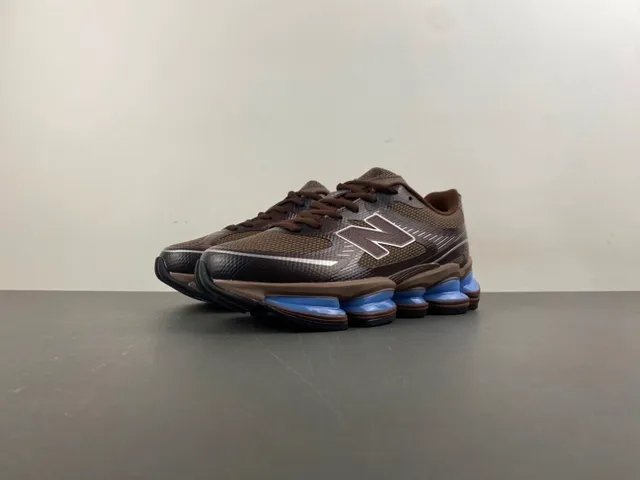 New Balance Marrom Azul Malha e Sintético Superior Segmentado Mediplantas Pods Tênis Lifestyle 10