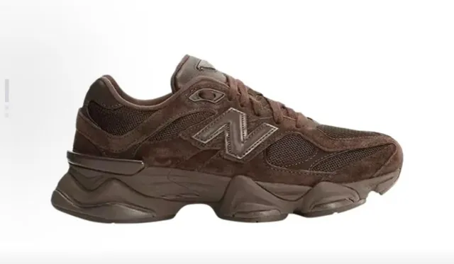 New Balance Marron Monocromatique Empeigne Híbride Daim-Maille Baskets Chunky 2