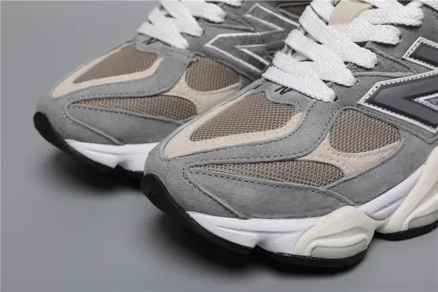 New Balance Cinza Bege Chunky Assimétrica Meia-sole Híbrido Malha-Camurça Superior Tênis Lifestyle 4