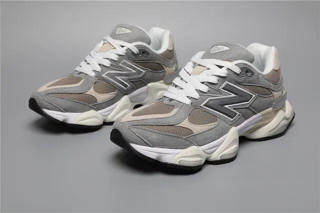 New Balance Cinza Bege Chunky Assimétrica Meia-sole Híbrido Malha-Camurça Superior Tênis Lifestyle 5
