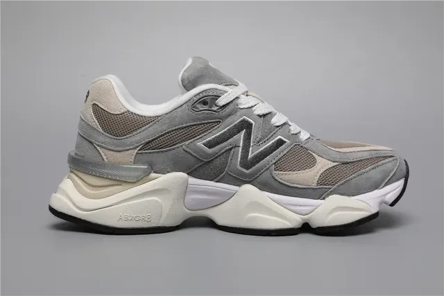 New Balance Cinza Bege Chunky Assimétrica Meia-sole Híbrido Malha-Camurça Superior Tênis Lifestyle 8