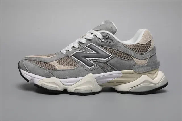New Balance Cinza Bege Chunky Assimétrica Meia-sole Híbrido Malha-Camurça Superior Tênis Lifestyle 9