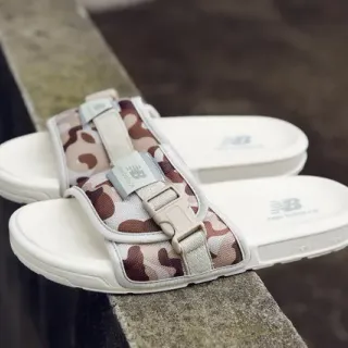 New Balance Slide Sandal Camouflage Strap White Slippers