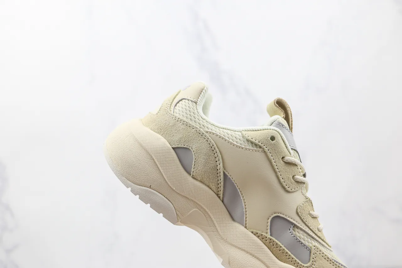 New Era Beige Gray Silhouette Sculpted Wavy Midsole Chunky Sneakers 6