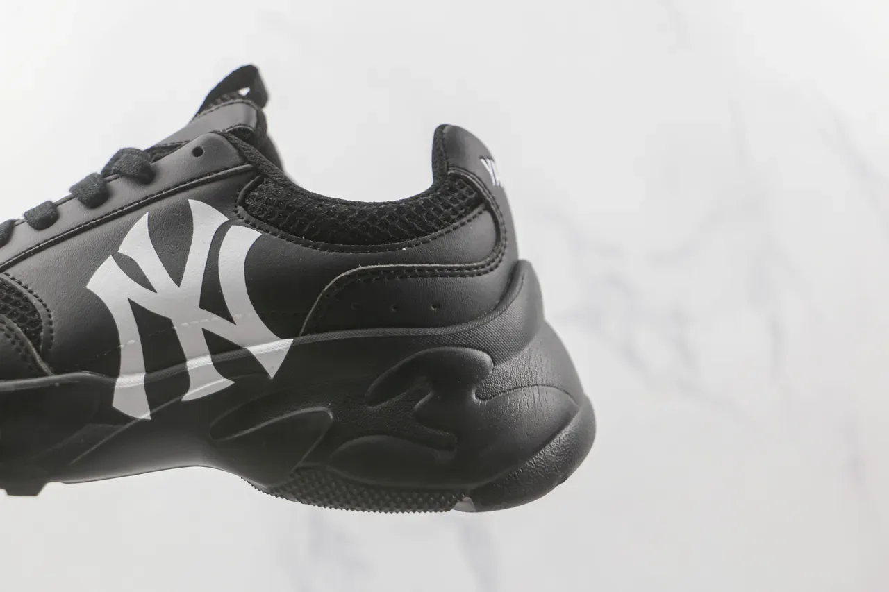 New Era Chunky Sneakers Noir Maille et Synthétique Oversize Logo NY Blanc 7