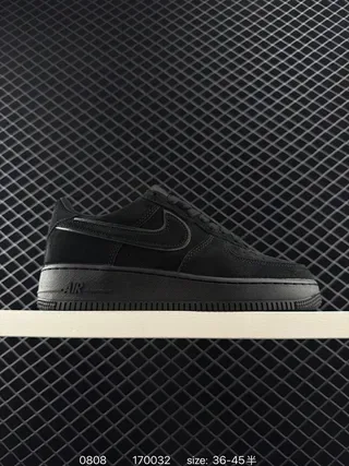 Nike Air Force 1 Black Monochrome Suede Upper Lifestyle Sneakers 2