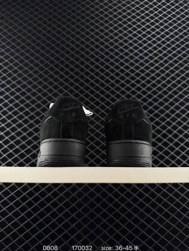 Nike Air Force 1 Black Monochrome Suede Upper Lifestyle Sneakers 4