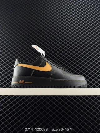 Nike Air Force 1 Black Orange Accent Lifestyle Sneakers 2