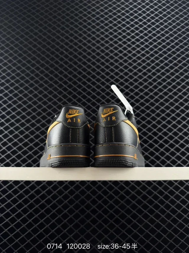 Nike Air Force 1 Black Orange Accent Lifestyle Sneakers 4