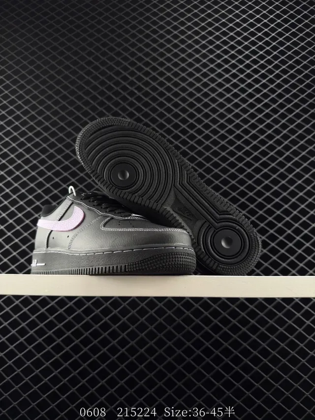 Nike Air Force 1 Black Pink Low-Top Lifestyle Sneakers 5