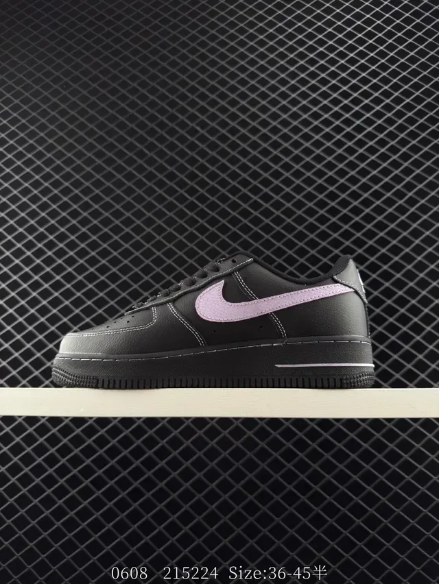 Nike Air Force 1 Black Pink Low-Top Lifestyle Sneakers 6