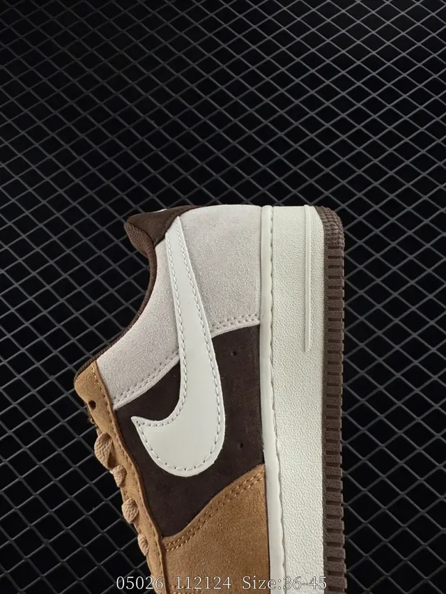 Nike Air Force 1 Low Beige Brown Suede Lifestyle Sneakers 4
