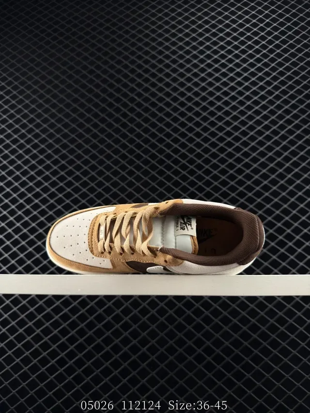 Nike Air Force 1 Low Beige Brown Suede Lifestyle Sneakers 6
