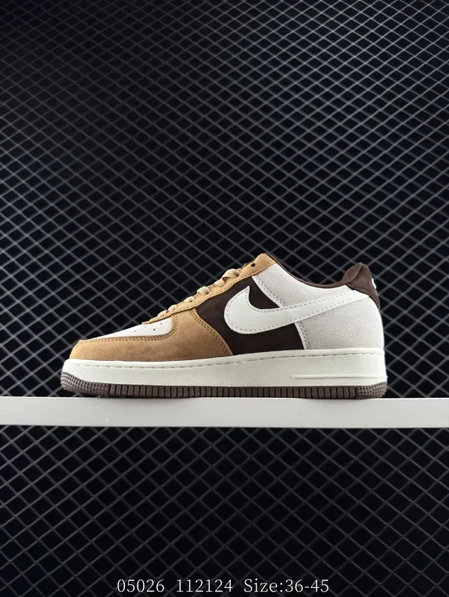 Nike Air Force 1 Low Beige Brown Suede Lifestyle Sneakers 7