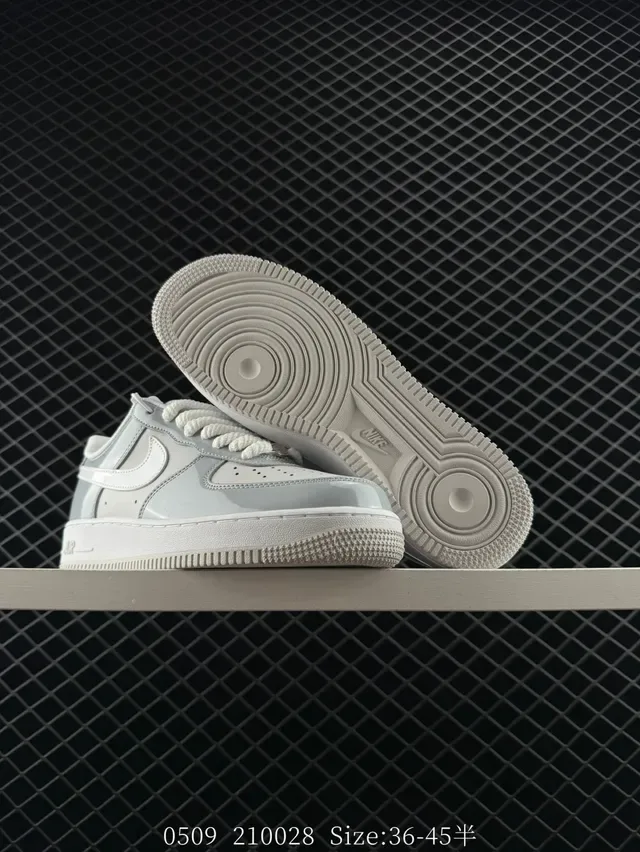Nike Air Force 1 Low Gray Patent White Lifestyle Sneakers 2