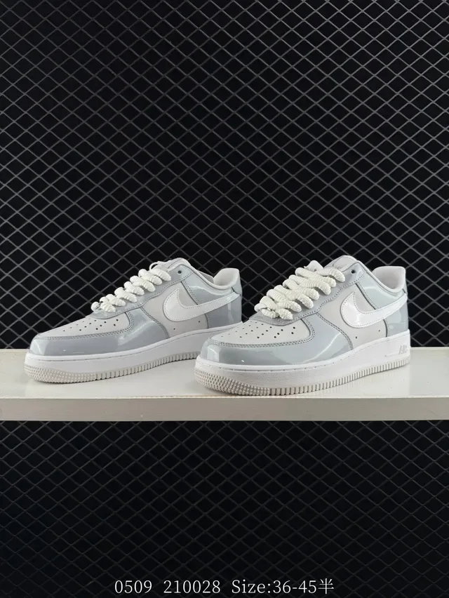 Nike Air Force 1 Low Gray Patent White Lifestyle Sneakers 3