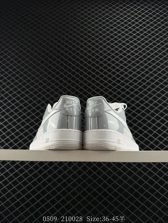 Nike Air Force 1 Low Gray Patent White Lifestyle Sneakers 4