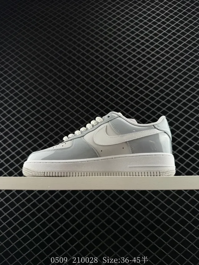 Nike Air Force 1 Low Gray Patent White Lifestyle Sneakers 6