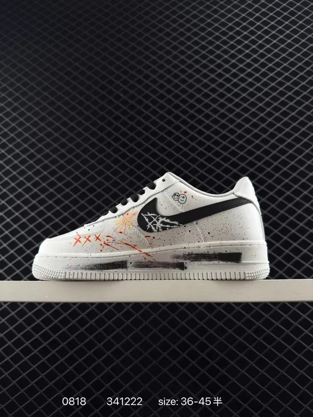 Nike Air Force 1 Low White Multicolor Paint-Splatter Lifestyle Sneakers 6