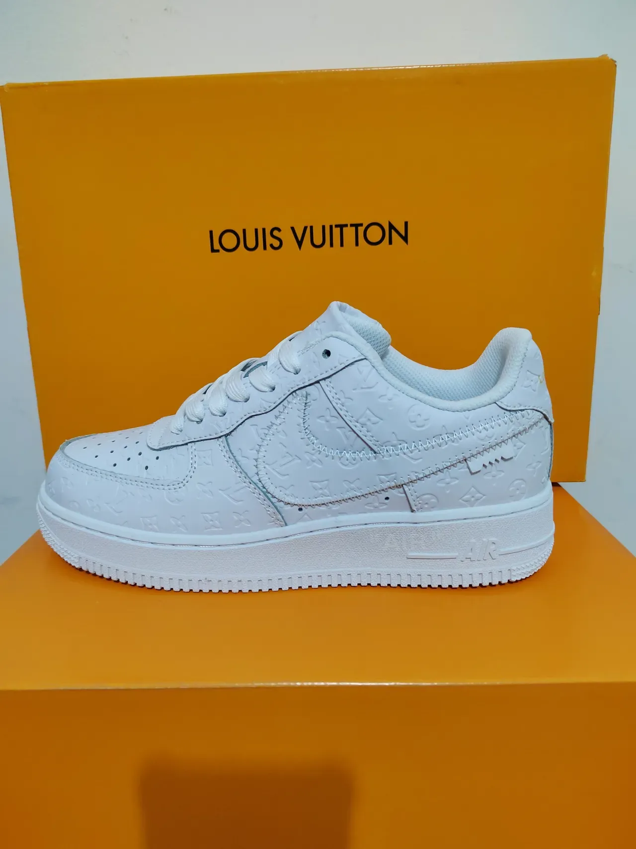Nike Air Force 1 Monogram Embossed All-White Lifestyle Sneakers 2