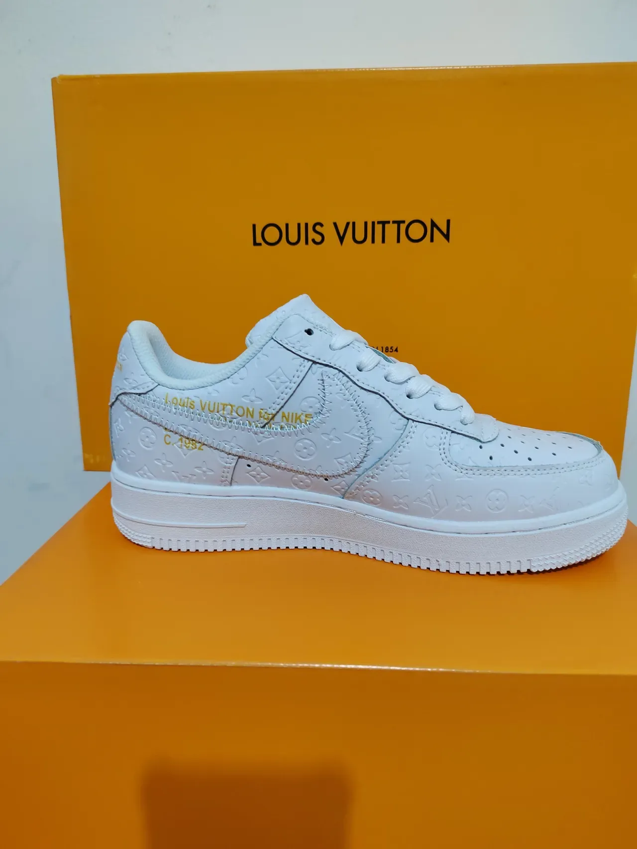 Nike Air Force 1 Monogram Embossed All-White Lifestyle Sneakers 3