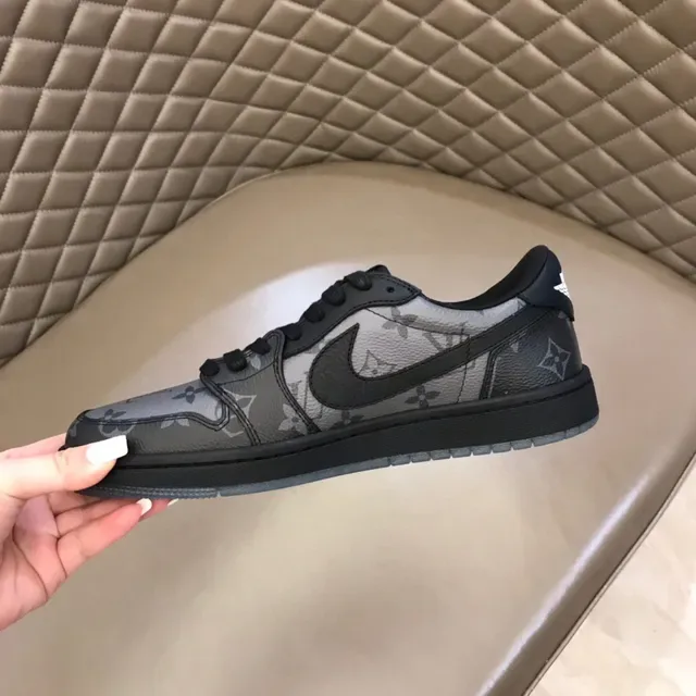 Nike Air Force 1 Monogram Print Black Gray Lifestyle Sneakers 3