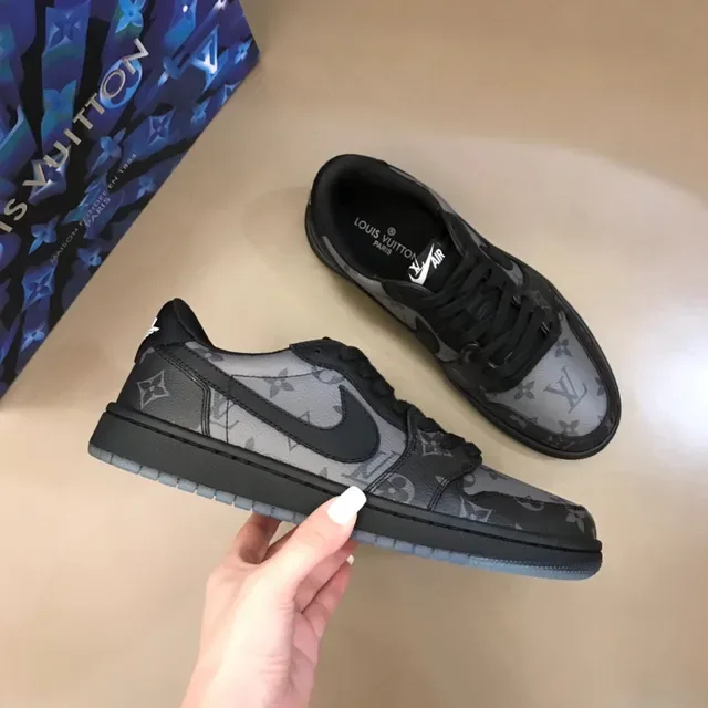 Nike Air Force 1 Monogram Print Black Gray Lifestyle Sneakers 6
