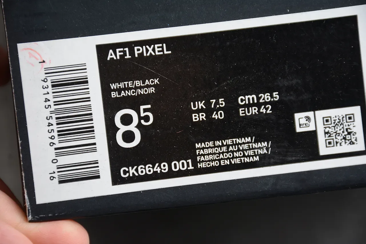 Nike Air Force 1 Pixel Black White Lifestyle Sneakers 7