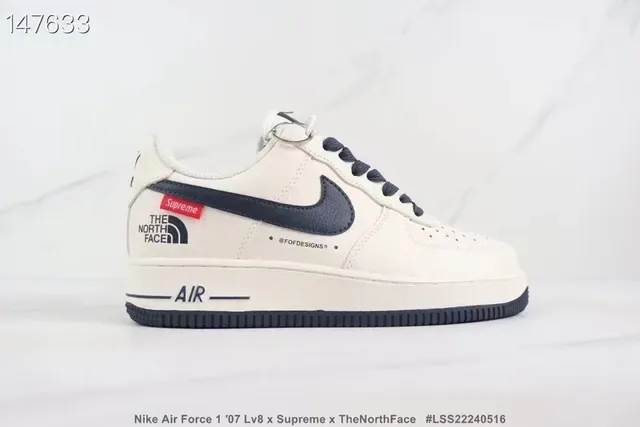 Nike Air Force 1 x Supreme x The North Face Off-White Navy Lifestyle Sneakers 2