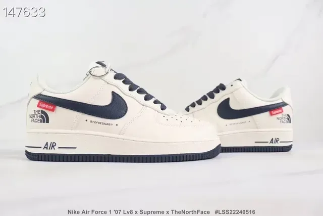 Nike Air Force 1 x Supreme x The North Face Off-White Navy Lifestyle Sneakers 4