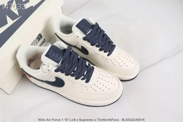 Nike Air Force 1 x Supreme x The North Face Off-White Navy Lifestyle Sneakers 6