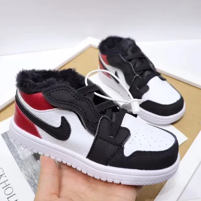 Nike Air Jordan 1-Inspired Plush-Lined White Black Red Kids Lifestyle Sneakers 13