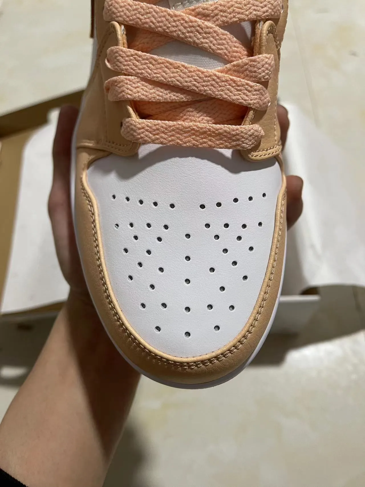 Nike Air Jordan 1 Low Beige and White Lifestyle Sneakers 3