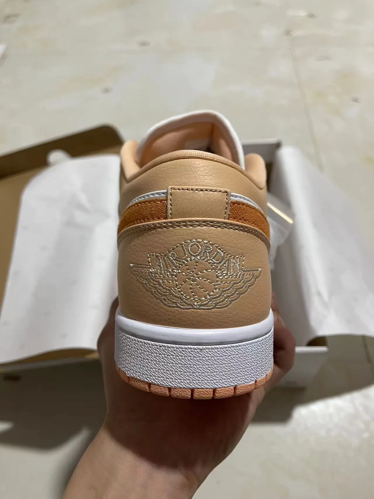 Nike Air Jordan 1 Low Beige and White Lifestyle Sneakers 6