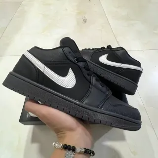 Nike Air Jordan 1 Low Black Silver Mesh Lifestyle Sneakers