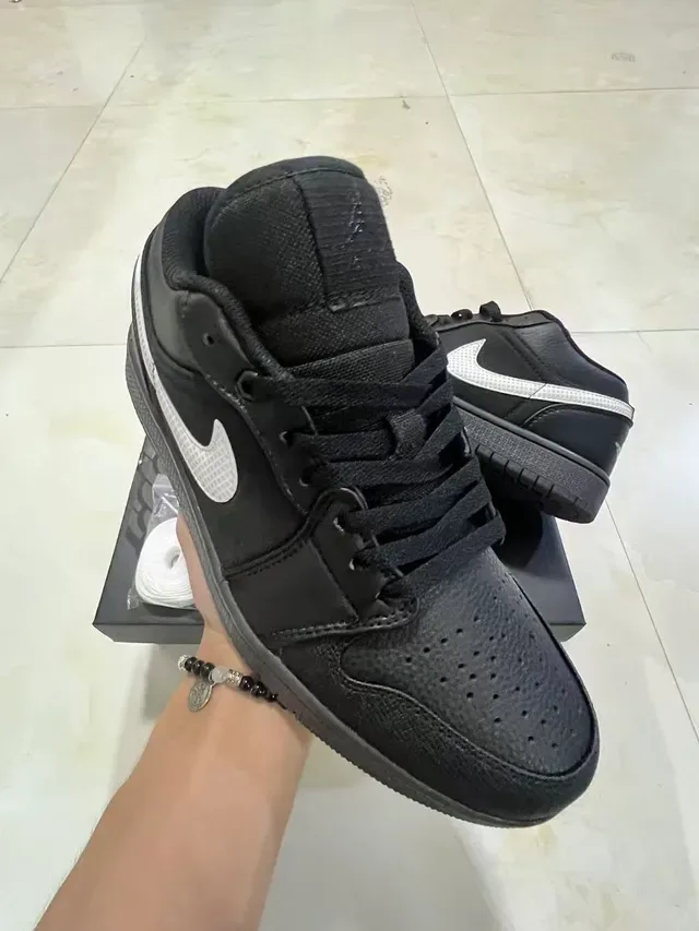 Nike Air Jordan 1 Low Black Silver Mesh Lifestyle Sneakers 2