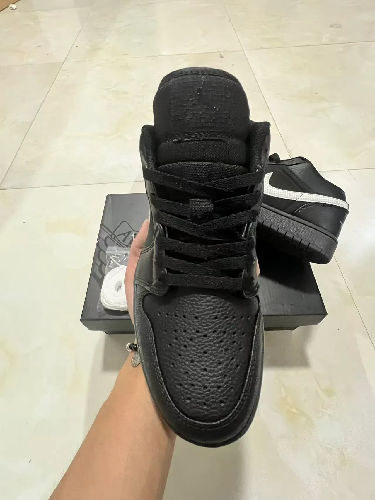 Nike Air Jordan 1 Low Black Silver Mesh Lifestyle Sneakers 3