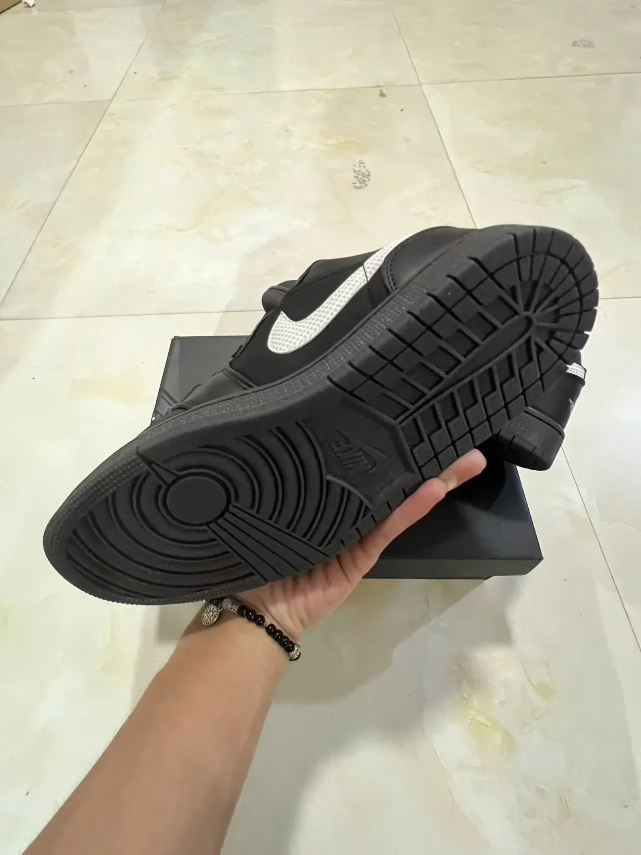 Nike Air Jordan 1 Low Black Silver Mesh Lifestyle Sneakers 6