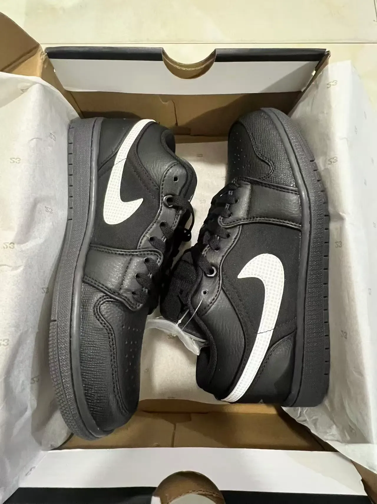 Nike Air Jordan 1 Low Black Silver Mesh Lifestyle Sneakers 8
