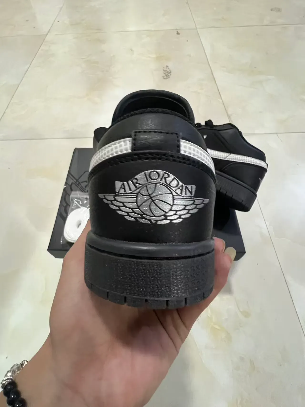 Nike Air Jordan 1 Low Black Silver Mesh Lifestyle Sneakers 9