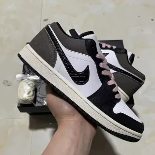 Nike Air Jordan 1 Low Black White Gray Pink Lifestyle Sneakers