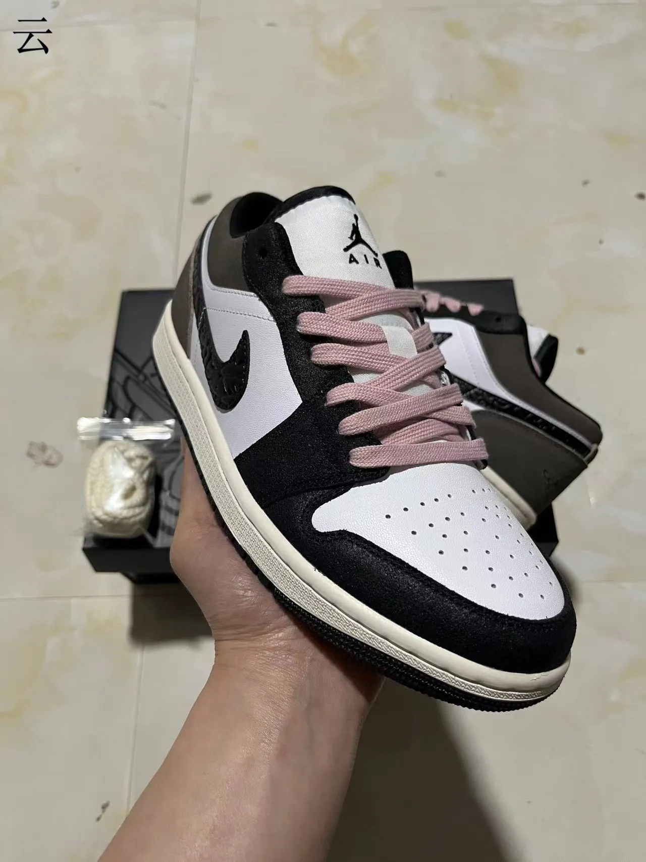 Nike Air Jordan 1 Low Black White Gray Pink Lifestyle Sneakers 2